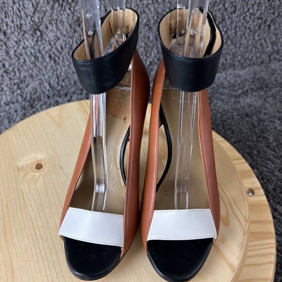 Ann Taylor Rian Pumps Womens 8.5 Genuine Leather Ankle Wrap Stiletto Heels - Picture 6 of 10